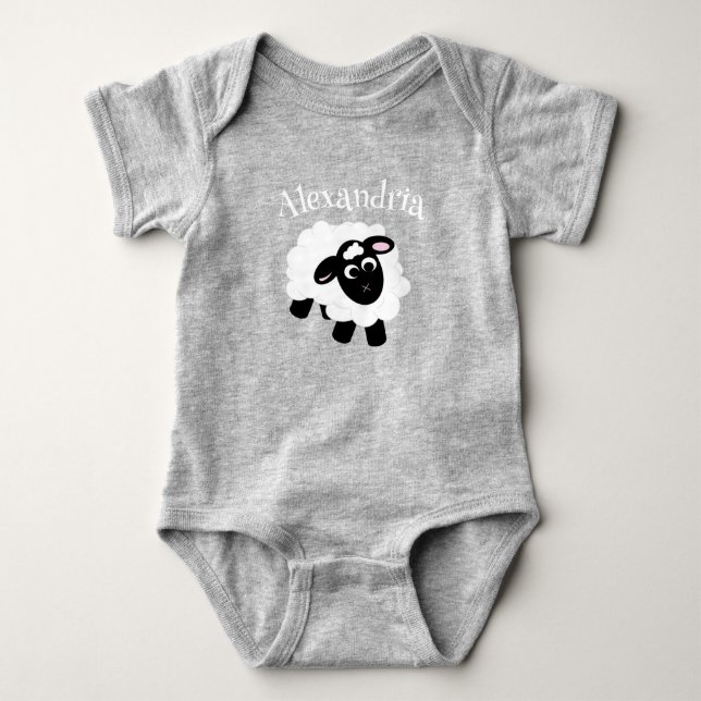 Niedlicher Cartoon Schafgrau Baby Strampler (Vorderseite)