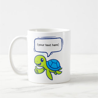 Niedlicher Cartoon Schildkröte mit Sprechblase Kaffeetasse