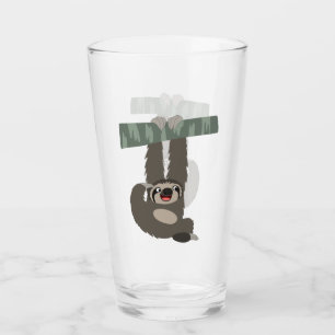 Niedlicher Cartoon-Schlamm, der von einem Zweig-Tr Glas