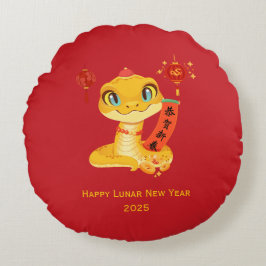 Niedlicher Cartoon Schlange Segen Viel Glück & Ric Rundes Kissen