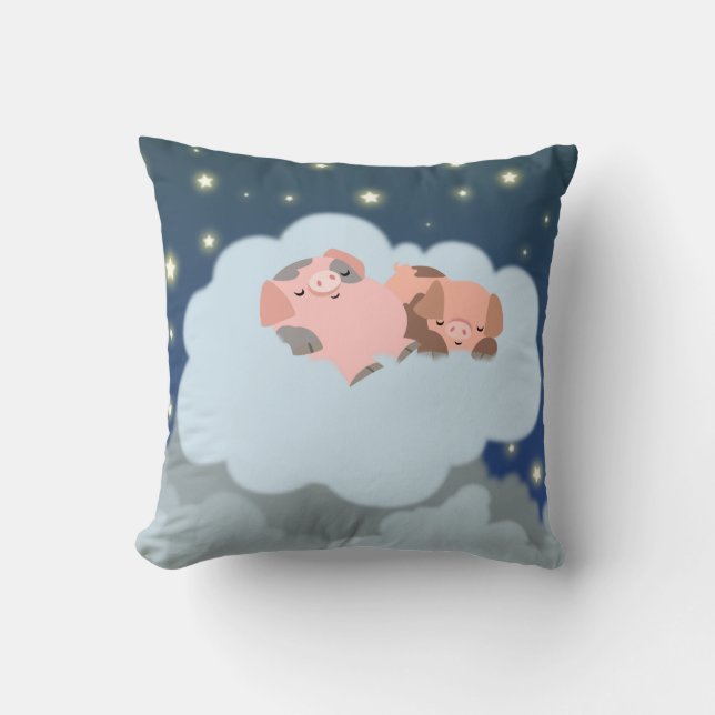 Niedlicher Cartoon-schlummerndes Ferkel-Kissen Kissen (Vorderseite)
