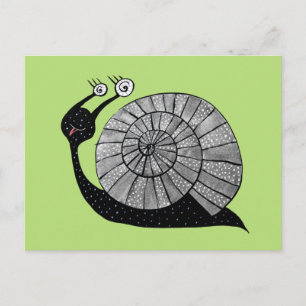 Niedlicher Cartoon Schneckencharakter mit Spiralau Postkarte