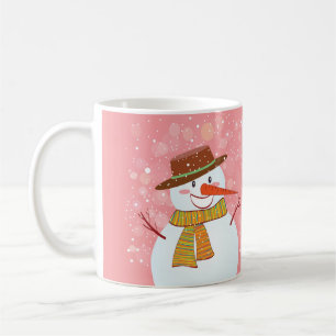 Niedlicher Cartoon Schneemann im Winter Schneefall Kaffeetasse