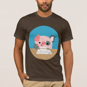 Niedlicher Cartoon Schreiben von Schweinefleisch-T T-Shirt