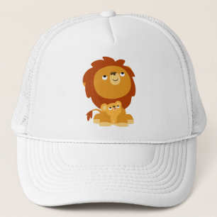 Niedlicher Cartoon Schutzhaube Vater Lion und Cub Truckerkappe