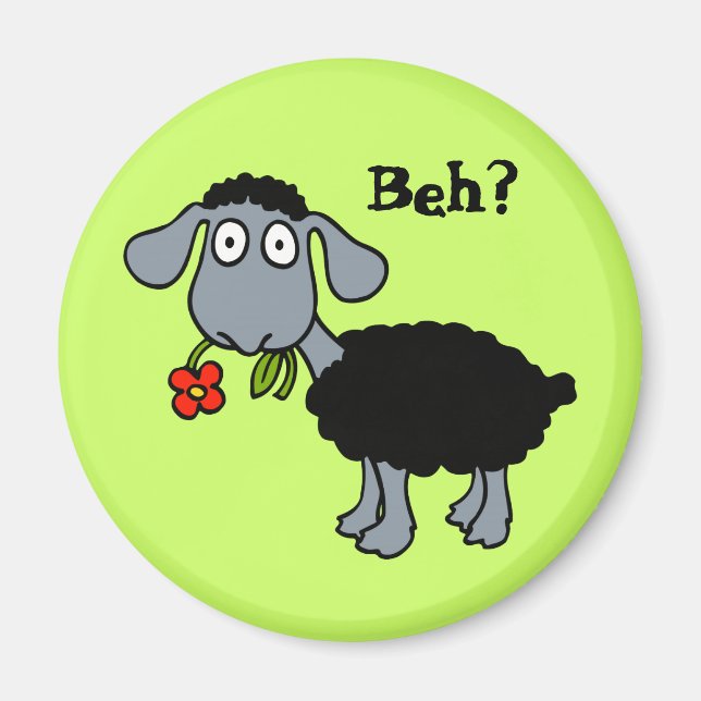 Niedlicher Cartoon Schwarze Schafe mit Blume Magnet (Vorne)