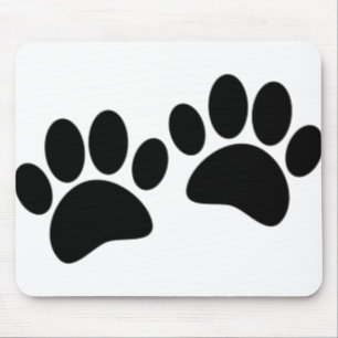 Niedlicher Cartoon Schwarze Welpe Paw Prints Mousepad