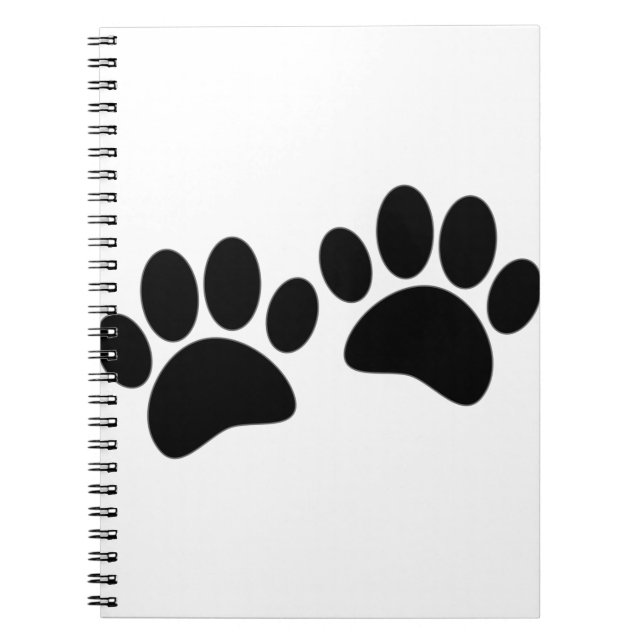 Niedlicher Cartoon Schwarze Welpe Paw Prints Notizblock (Vorderseite)
