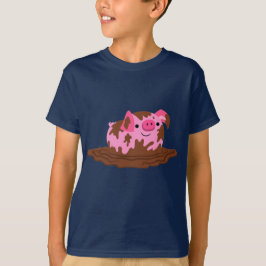 Niedlicher Cartoon Schweinchen im T - Shirt der Mu