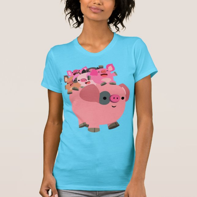 Niedlicher Cartoon Schweine, die Ferkel tragen T-Shirt (Vorderseite)