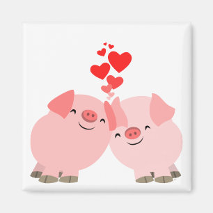 Niedlicher Cartoon Schweine im Magnet Liebe