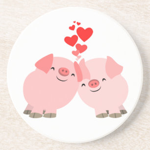 Niedlicher Cartoon Schweine im Untersetzer Liebe