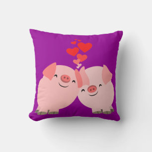 Niedlicher Cartoon Schweine in der Liebe Pillow Kissen