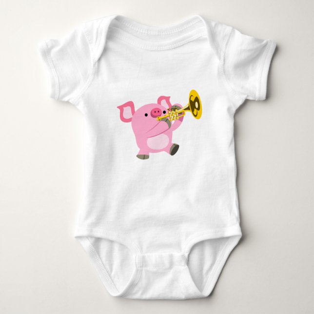Niedlicher Cartoon Schweinefilet Trumpet Baby Body Baby Strampler (Vorderseite)