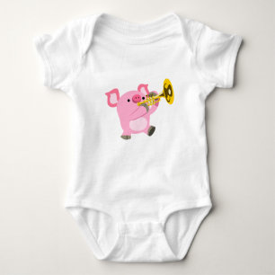 Niedlicher Cartoon Schweinefilet Trumpet Baby Body Strampler