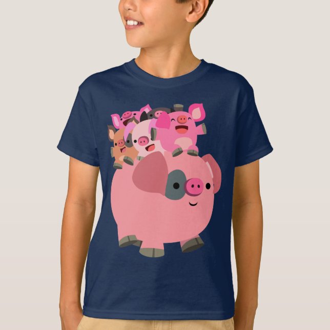 Niedlicher Cartoon Schweinefleisch, das Ferkel tra T-Shirt (Vorderseite)