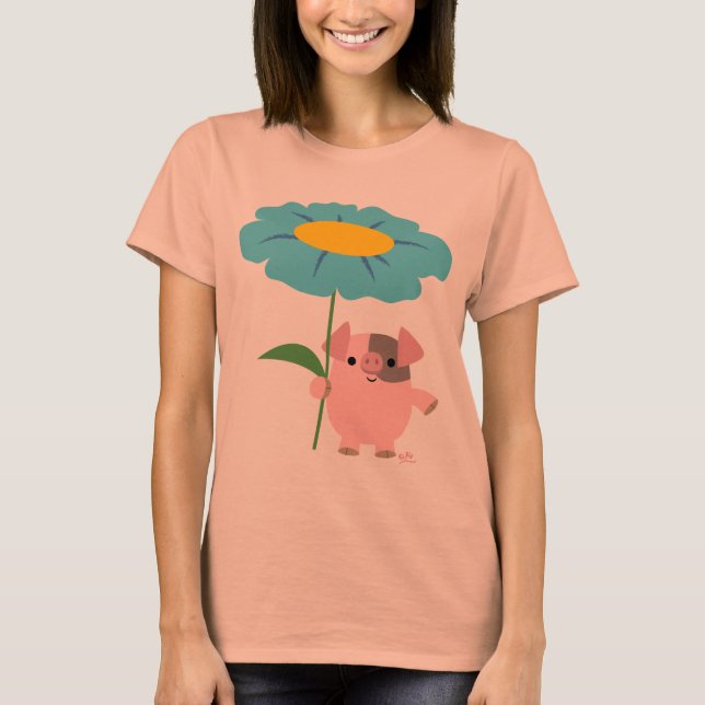 Niedlicher Cartoon Schweinefleisch mit Geschenk (b T-Shirt (Vorderseite)