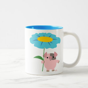 Niedlicher Cartoon Schweinefleisch mit geschenkter Zweifarbige Tasse