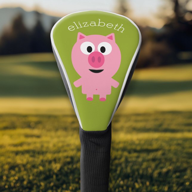 Niedlicher Cartoon Schweinefleisch - Rosa und Kalk Golf Headcover (Custom Golf Head Cover)