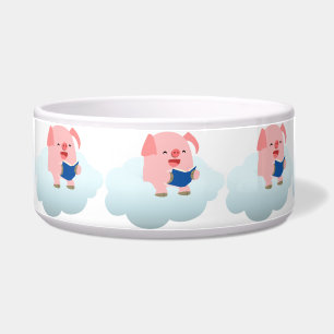 Niedlicher Cartoon-Schweineführer auf Cloud-Heimka Napf