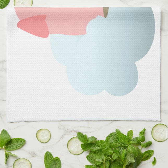 Niedlicher Cartoon Schweineführer auf Cloud Kitetü Geschirrtuch (Gefaltet)