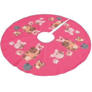 Niedlicher Cartoon Schweinegrippe Polyester Weihnachtsbaumdecke
