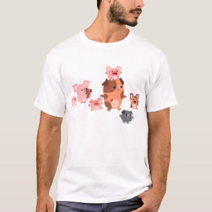 Niedlicher Cartoon Schweinehalter T - Shirt