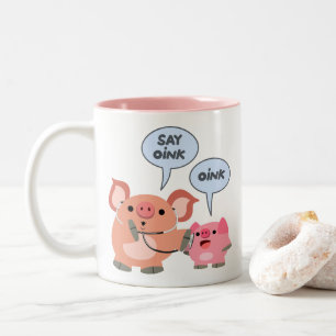 Niedlicher Cartoon Schweinekonzept und Patient Zweifarbige Tasse