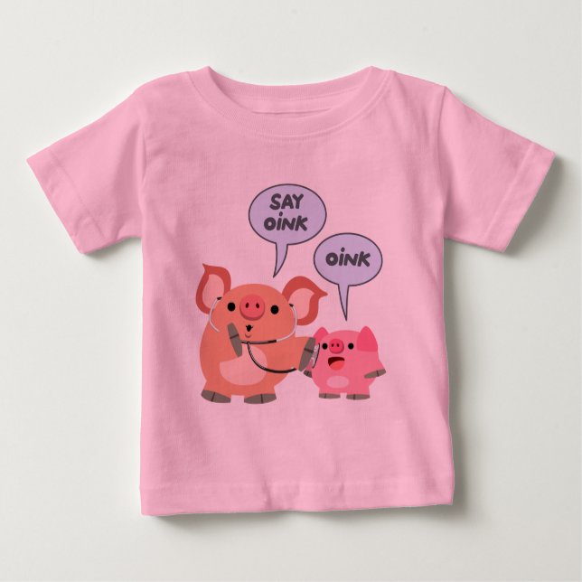 Niedlicher Cartoon Schweinektor und Baby-T - Shirt (Vorderseite)