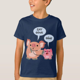 Niedlicher Cartoon Schweinektor und T - Shirt der