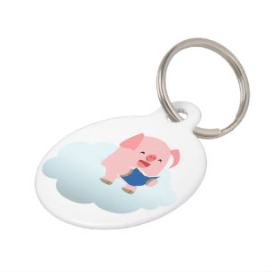 Niedlicher Cartoon-Schweineleser auf der Cloud-Dog Tiernamensmarke
