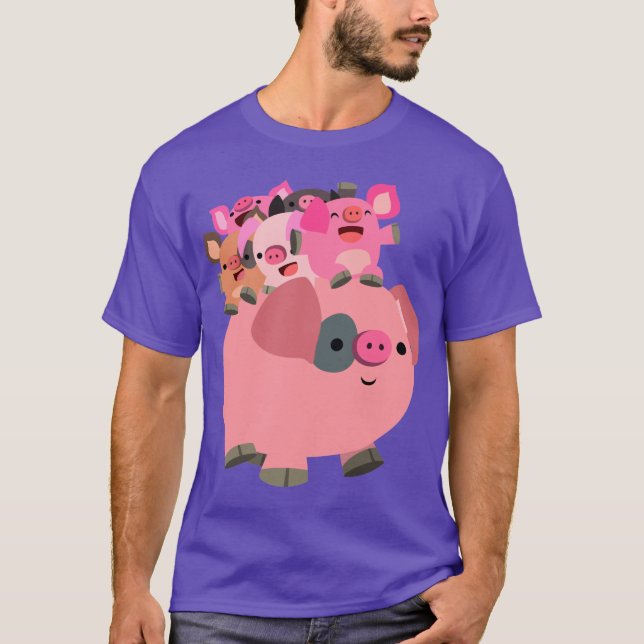 Niedlicher Cartoon Schweineschlachtkörper T-Shirt (Vorderseite)