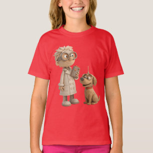 Niedlicher Cartoon Scientist und Hund - Geeky 3D S T-Shirt