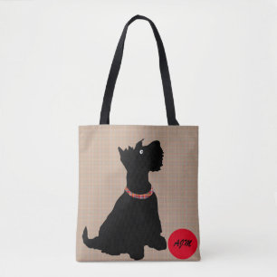 Niedlicher Cartoon Scottie Dog mit Red Ball Tote B