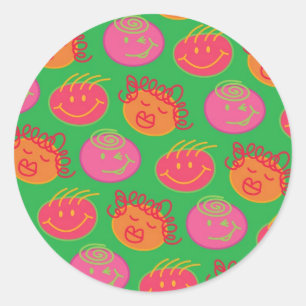 Niedlicher Cartoon Scribbles Spaß Alberne Bubblegu Runder Aufkleber