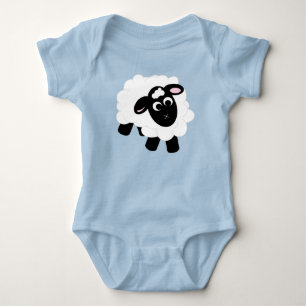 Niedlicher Cartoon Sheep Blue Baby Strampler