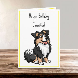 Niedlicher Cartoon Sheltie Shetland Shepherd Gebur Karte