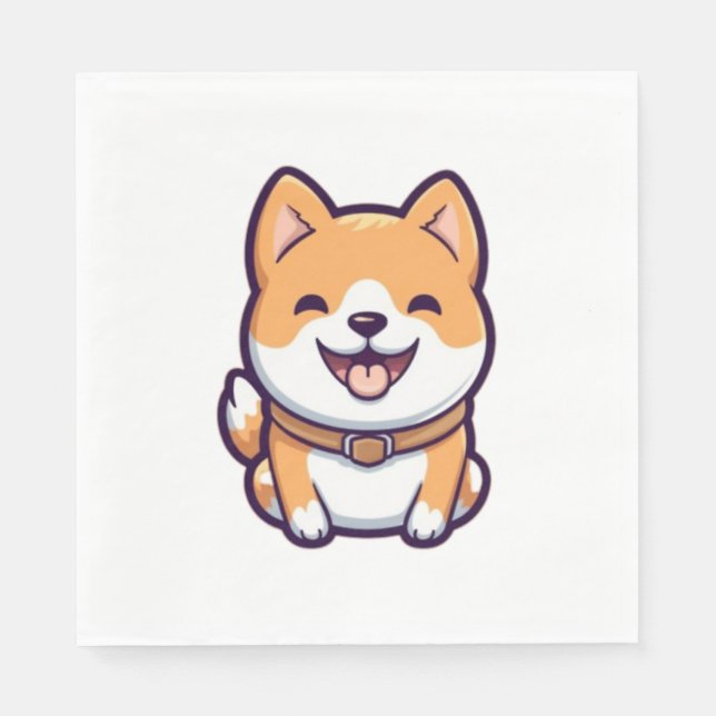 Niedlicher Cartoon Shiba Inu Serviette (Vorderseite)