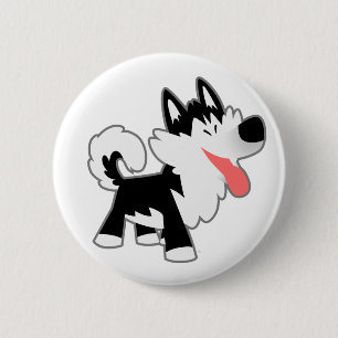 Niedlicher Cartoon Siberian Husky Button Abzeichen