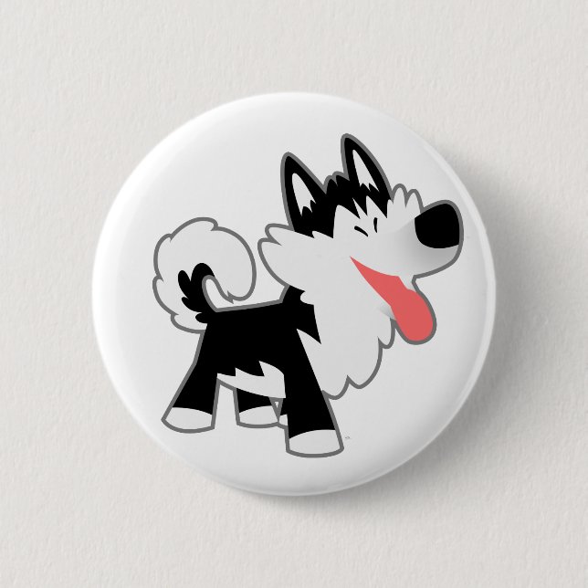 Niedlicher Cartoon Siberian Husky Button Abzeichen (Vorderseite)
