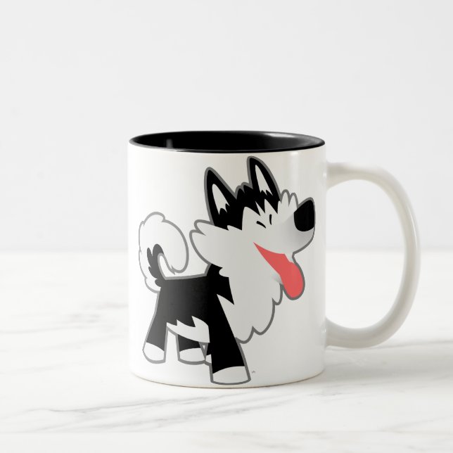 Niedlicher Cartoon Sibirische Husky-Tasse Zweifarbige Tasse (Rechts)