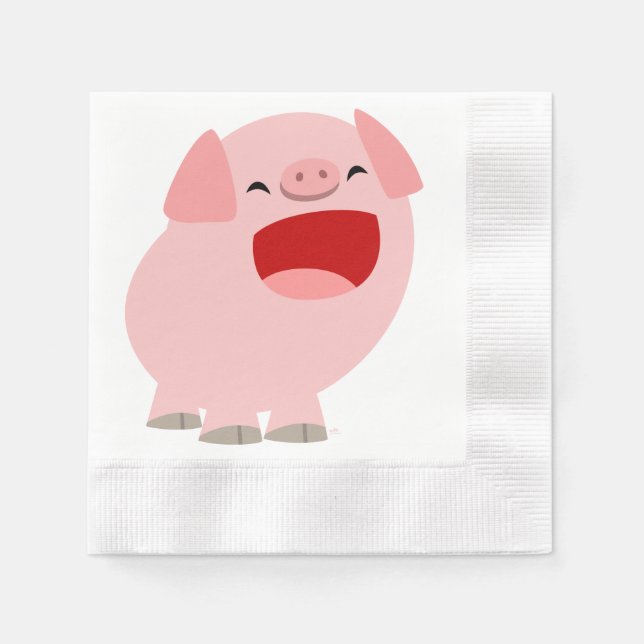 Niedlicher Cartoon singend Schweinepapier Napkins Serviette (Vorderseite)