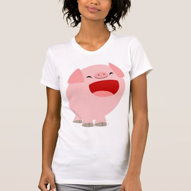 Niedlicher Cartoon-singenschwein-Frauen T - Shirt (Vorderseite)
