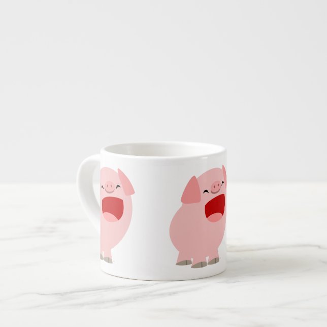 Niedlicher Cartoon Singing Pig Espresso Tasse (Vorderseite Links)