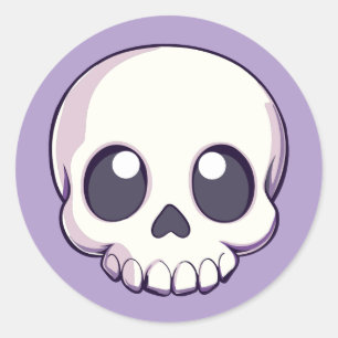 Niedlicher Cartoon Skull Kawaii Halloween Goth Sti Runder Aufkleber