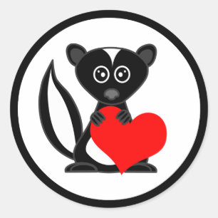 Niedlicher Cartoon Skunk Holding Heart Stickers