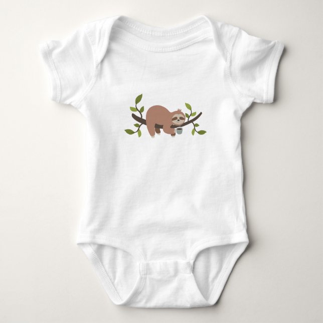 Niedlicher Cartoon Sloth Baby Bodysuit Baby Strampler (Vorderseite)