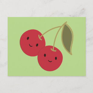Niedlicher Cartoon Smiling Kawaii Cherries Postkarte