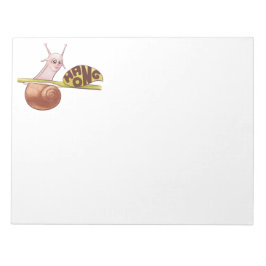 Niedlicher Cartoon Snail auf einer Pflanze mit pos Notizblock
