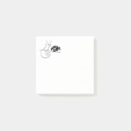 Niedlicher Cartoon Snail auf einer Pflanze mit pos Post-it Klebezettel